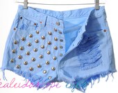 Vintage Levis 501 Pastel Dyed  DESTROYED Denim High Waist STUDDED Cut Off  Shorts XL