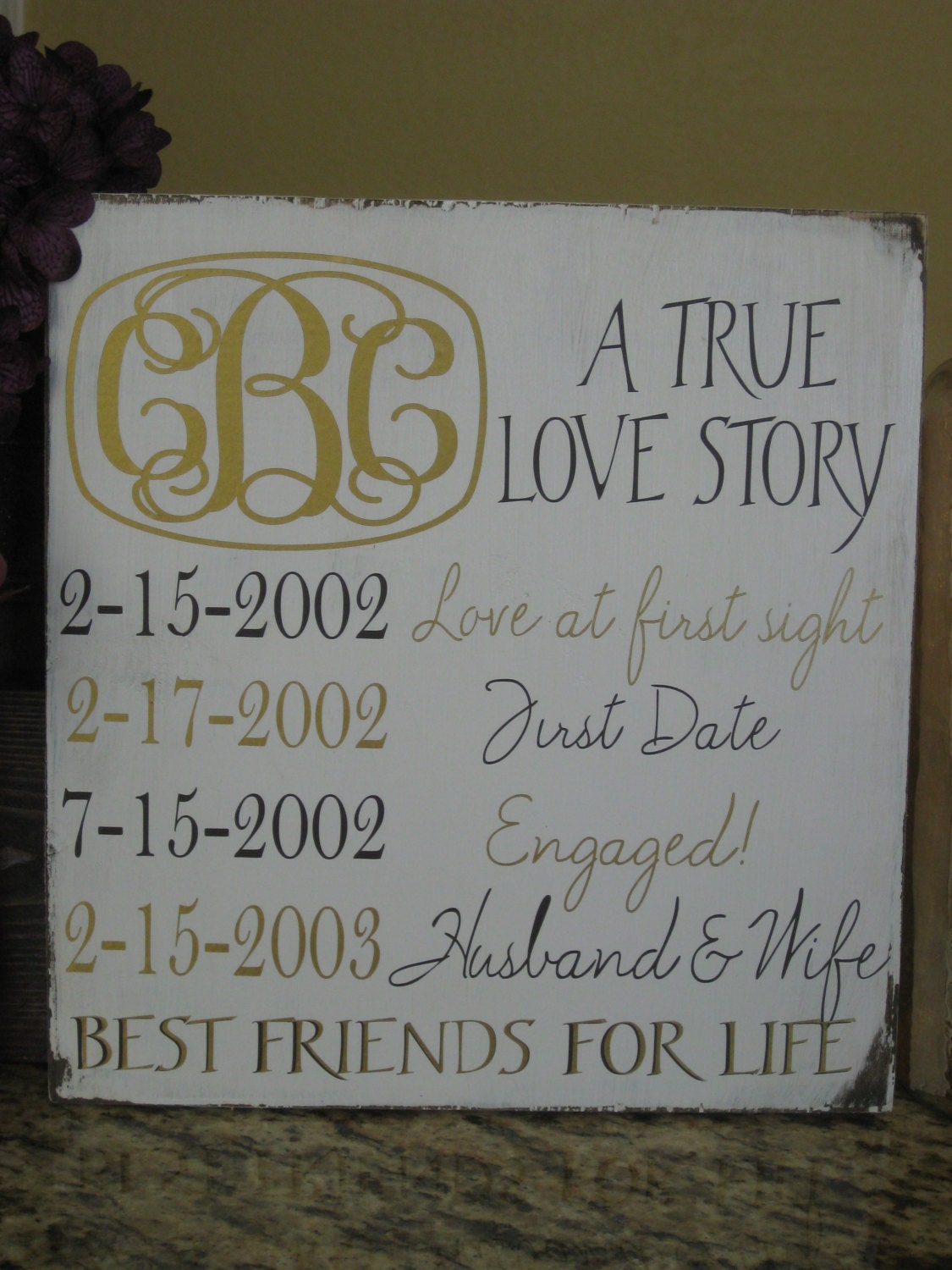 True Love Story- Custom sign- wedding, bridal shower, anniversary gift