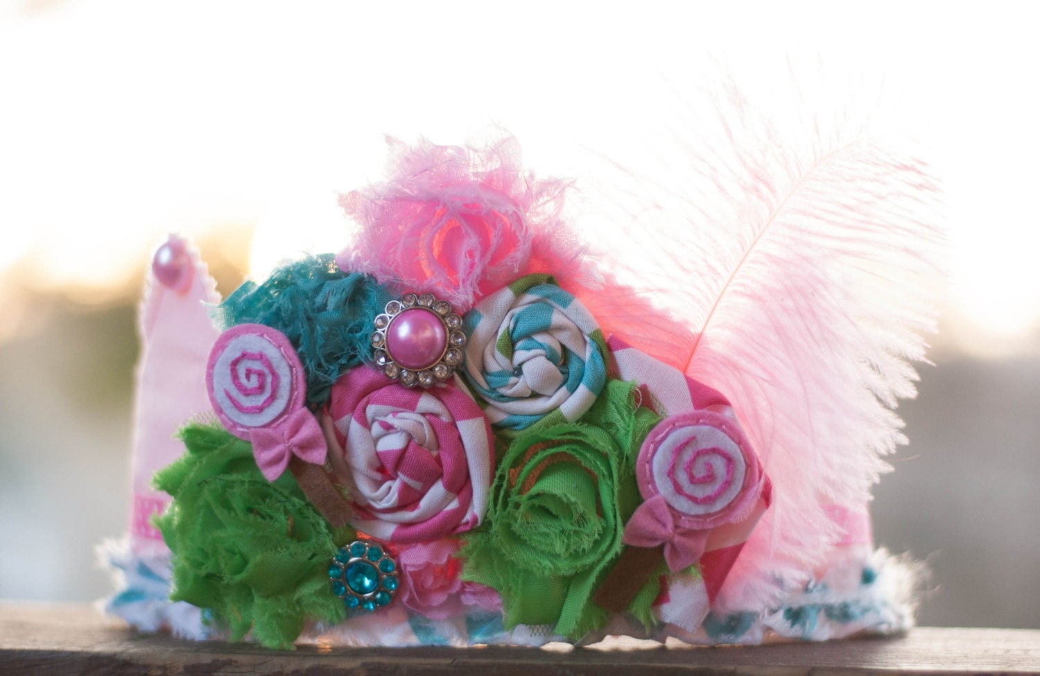 Pink Birthday Crown - Party Hat - Photo Prop -  Couture Crown - Princess Dress Up - Birthday Hat