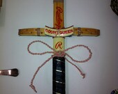Reclaimed Wood Wall Cross- made from a Vintage Tennis Racket