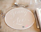 Calligraphy Place Mats / Place Cards - Hand Lettering - Weddings - Parties - Place card alternative