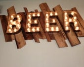 Beer sign Vintage Style  Metal Letters light fixture 18 inch tall marquee signage
