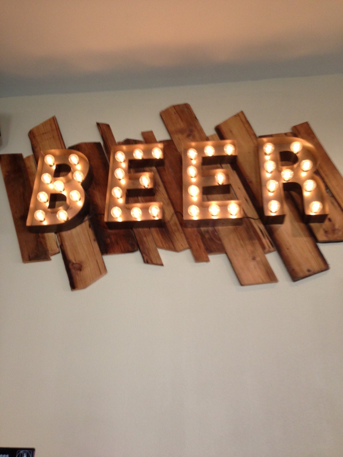 Beer sign Vintage Style  Metal Letters light fixture 18 inch tall marquee signage
