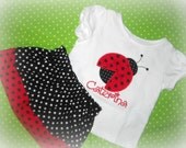 Ladybug Skirt Set, Ladybug Skirt, Infant/Toddler Skirt Set, Birthday Outfit
