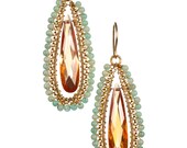 Earrings Champagne CZ and Amazonite Gold fill