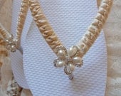 Bridal Flip Flops, Ivory bridal flip flops, Glamorous Rhinestone Flip Flops, Bridal Shoes, Bridesmaids Gift, ADRIANA'S WRAPPING