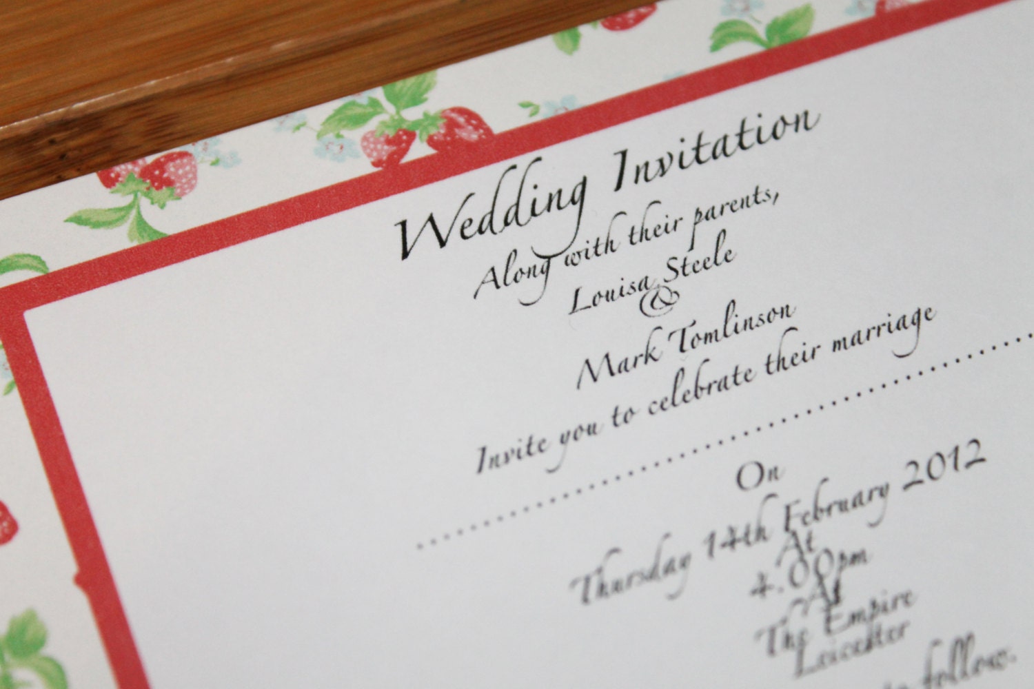 Strawberry Printable Cath Kidston Inspired Printed Invitation and RSVP A6