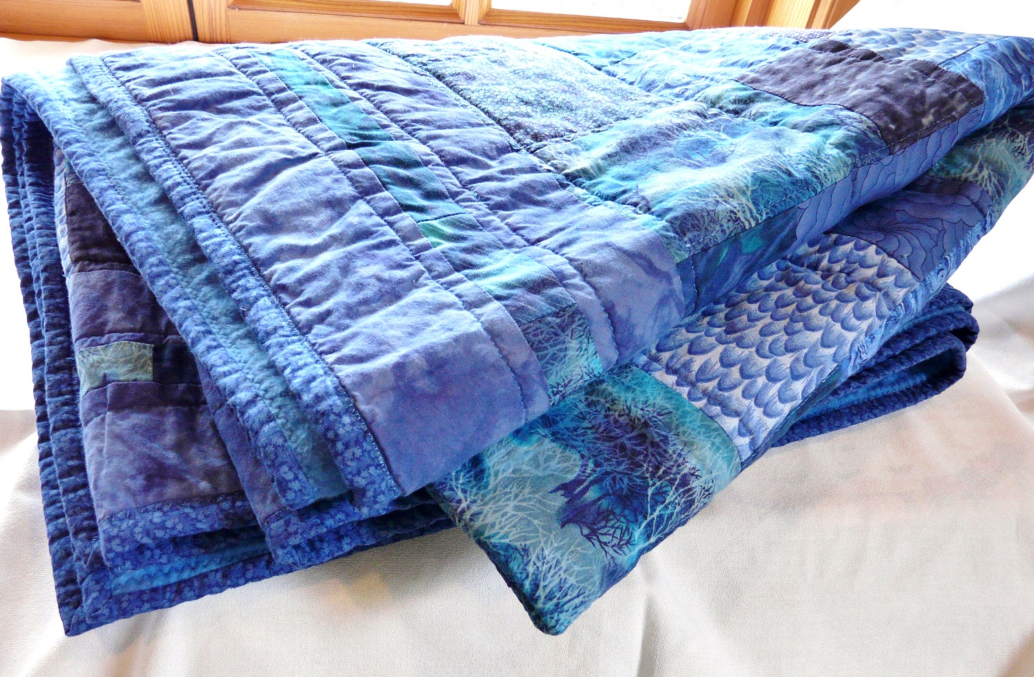 Warm Blues Quilt 54 x 70