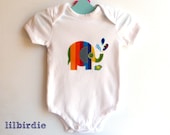 Baby Onesie Boy Onesie Jumpsuit Romper Lucky the Rainbow Elephant Short Sleeved
