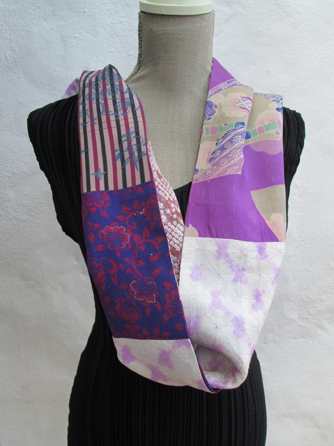 Kimono Silk  long scarf, PURPLES,  PERFECT ACCESSORY