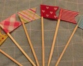 12 Cupcake Flags cake toppers handmade birthday wedding baby shower party