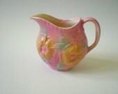 Vintage Hull pitcher / Pink Sun Glow Pattern / Milk Pitcher / 30s 40s / Floral / Shabby Cottage Decor / Sweet