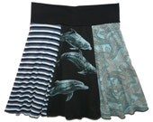 Dolphin Boho Chic Hippie Skirt  Women's Large XL upcycled t-shirt clothing from Twinkle