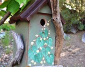 Birdhouse Handmade Woodworking Rustic Driftwood Hand Painted Flowers Leaves Decorative Patio Bird House Yard Garden Art Free Shipping