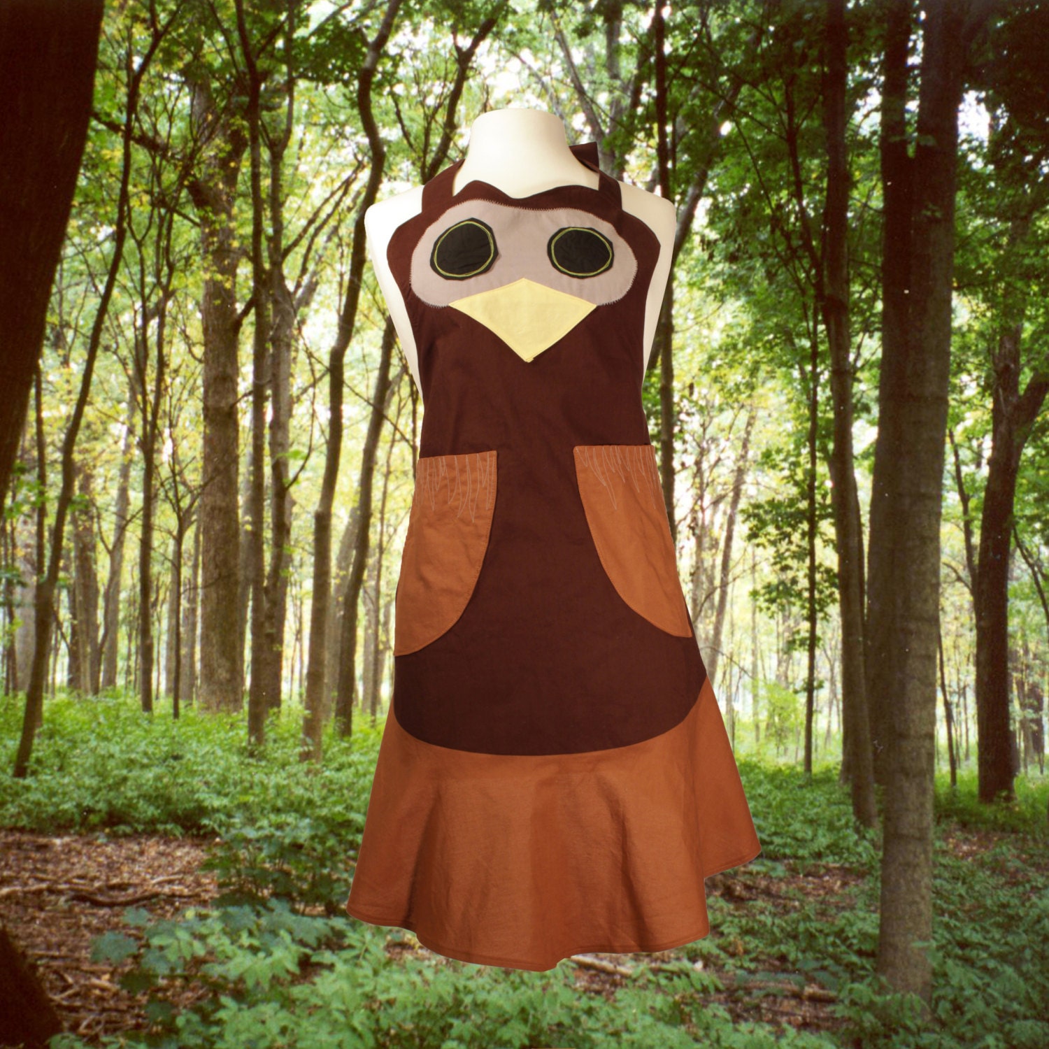 owl apron -- women's full apron