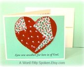 Love is of God Bible Themed Inspirational Blank Note Card Bible Verse Crazy Quilt  Handmade Card 4 x 6 No.915