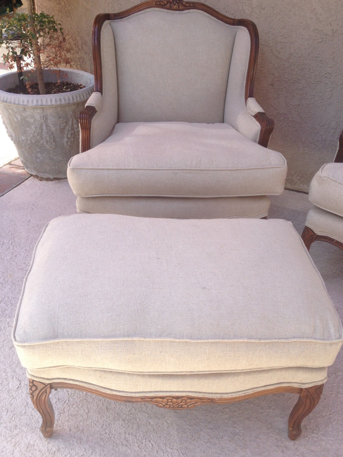 Pair of Louis XV Style Wingback Bergere Chairs