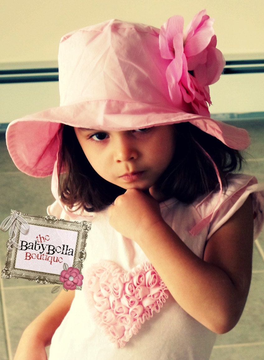 Toddler-Infants Baby Girl  pink Sun Hat,flower sun hat ,
