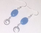 Reclaimed Metal Earring with Glass, Blue Earrings, Earring gift