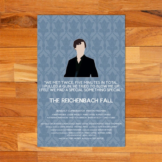 The Reichenbach Fall alternative television poster - 12" x 18" Sherlock edition (Made to order)