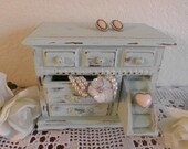 Mint Green Jewelry Box Light Rustic Shabby Chic Organizer Beach Cottage Paris French Home Decor Birthday Mothers Day Gift For Her Bedroom