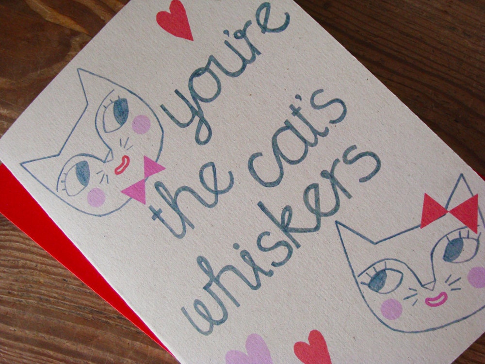 Greetings Card - hearts and cats