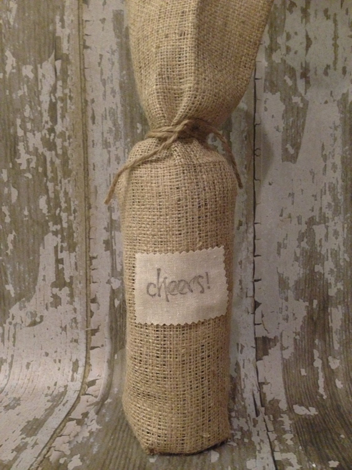 Custom Listing for Sarah B - 6 Burlap Wine Bags with "cheers"