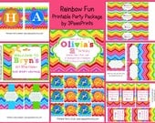 Rainbow Chevron Party Birthday Package Printable Custom Design