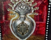 Original Sacred Ex Voto Flaming Heart