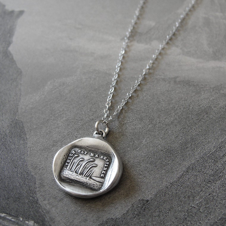 This Is My Destiny - wax seal necklace - sea oats inspirational antique wax seal jewelry in fine silver
