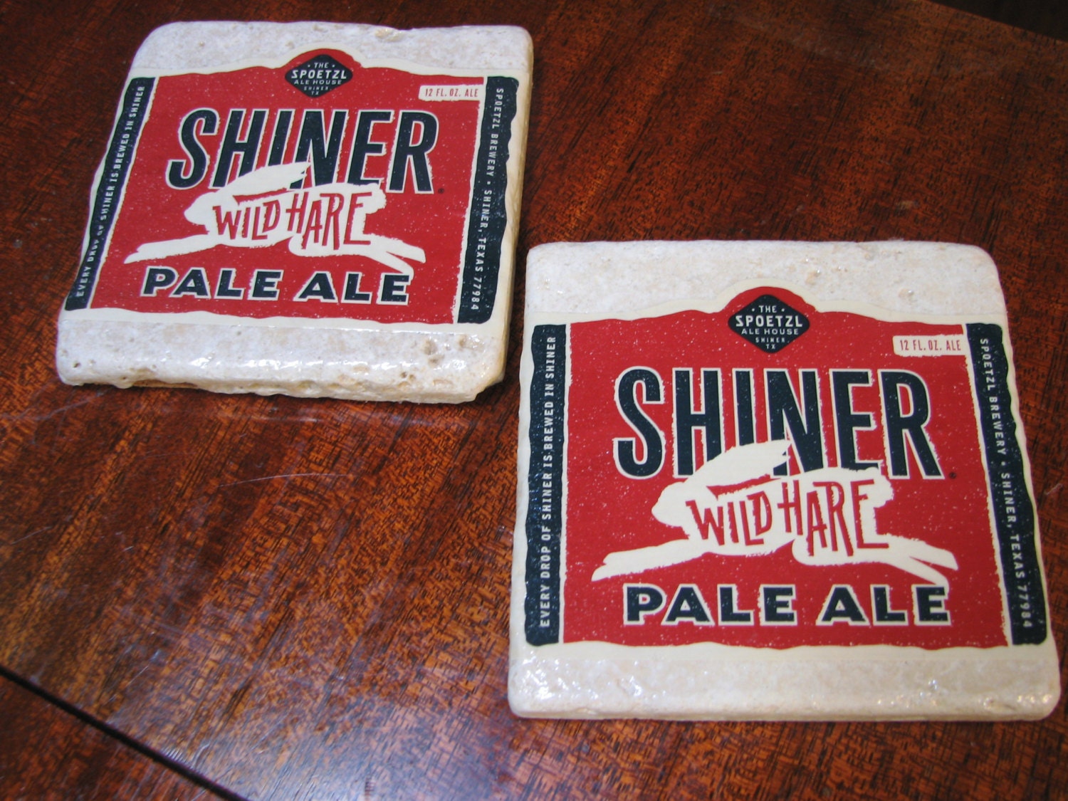 Shiner Wild Hare Pale Ale Natural Stone Coasters