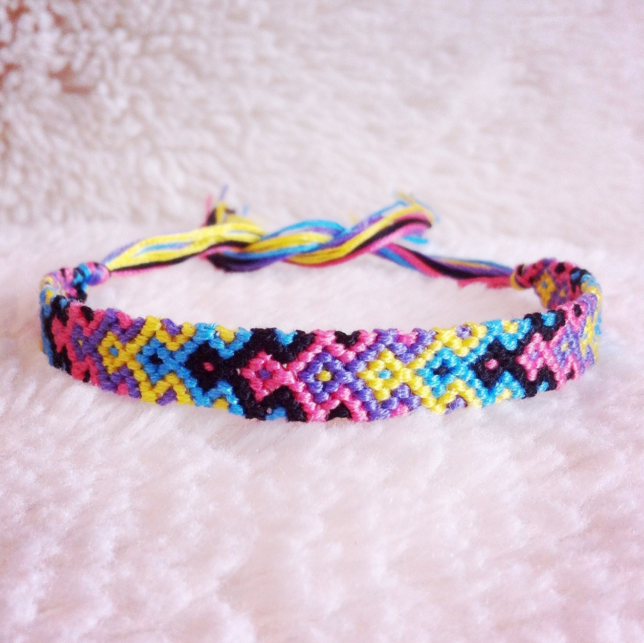 Friendship Bracelet - READY TO SHIP: Braided Handmade Embroidery Floss Fiber Friendship Bracelet - Thin Graduated Arrowhead