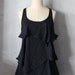 BLUSH AURA - Romantic black flowy tier blouse // nude blush creme // chiffon sash bow // tunic // tank top // racerback
