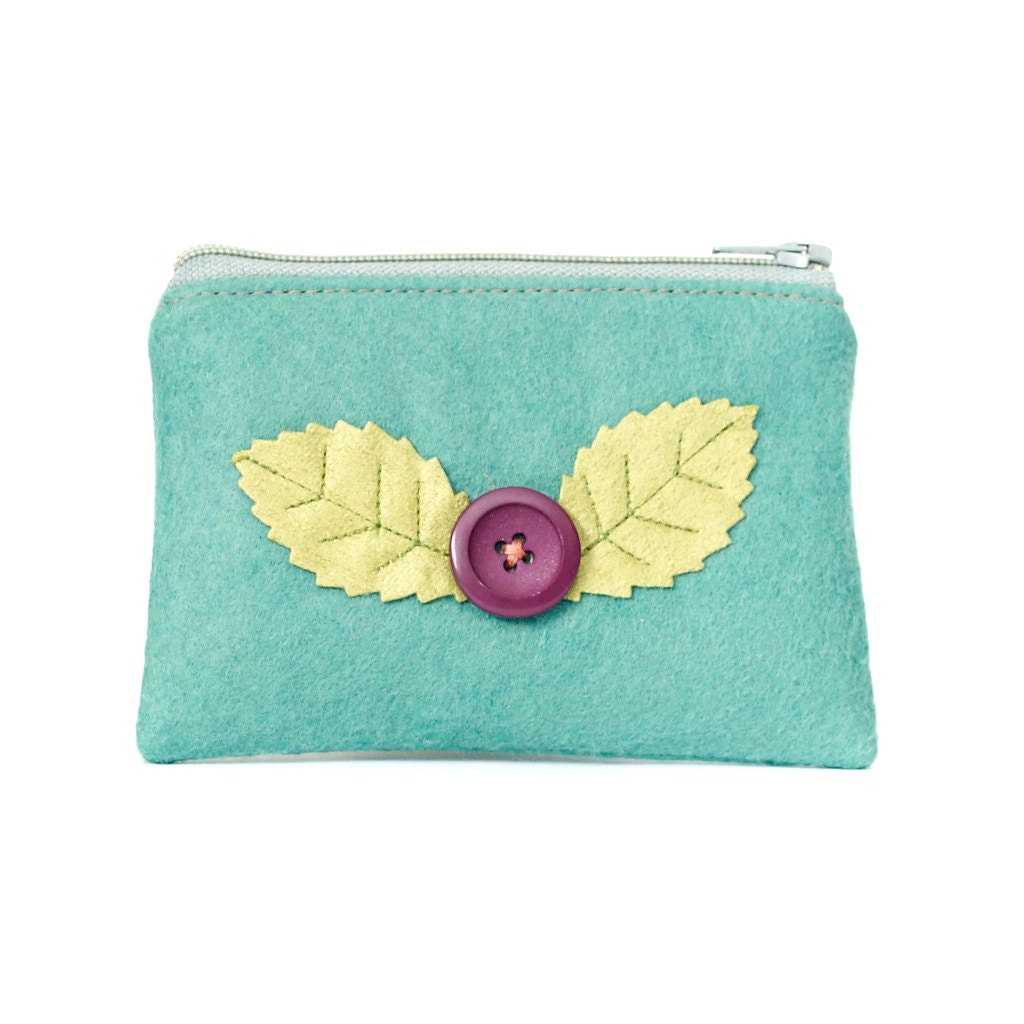 Cute Felt Coin Purse Woodland Leaves