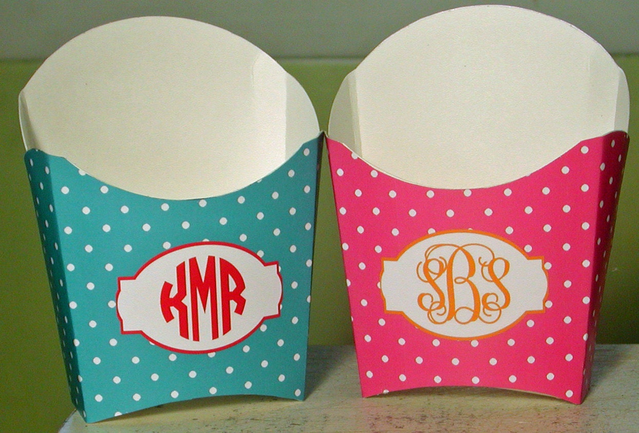 Monogram Polka Dot Favor Box - Set of 12 - Choose from 72 colors
