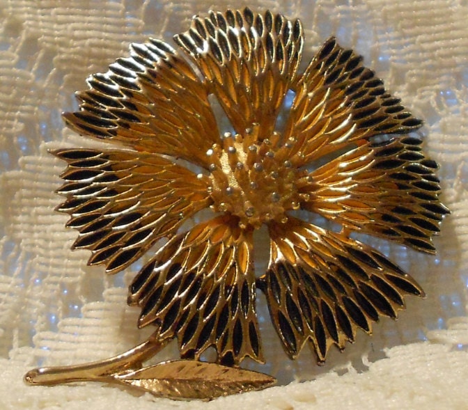 Vintage Large Sunflower Brooch by JJ