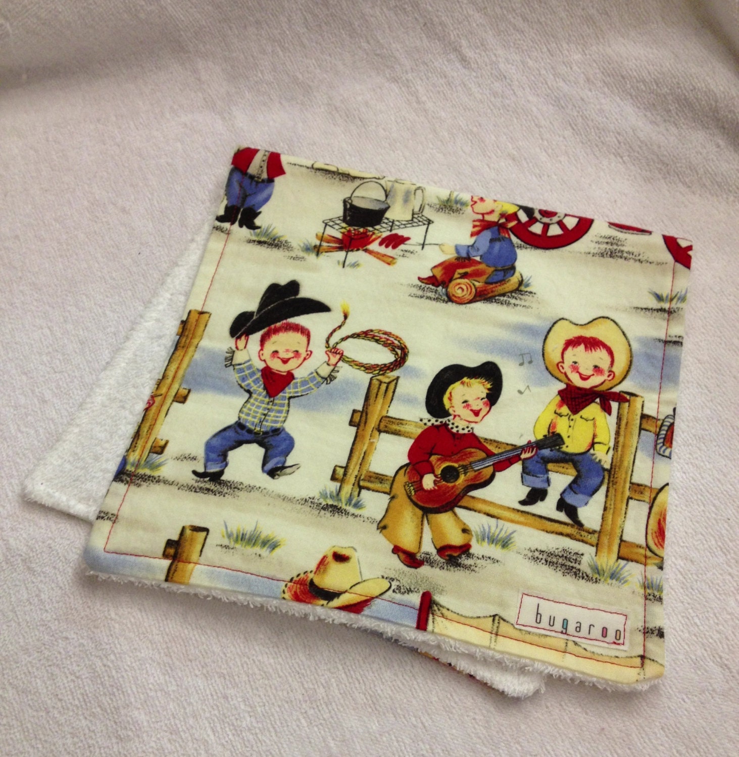 ONE Vintage Cowboys Terry Burp Cloth - Ready to Ship
