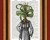 Dictionary Print Aloe Lady Print, Dictionary Art Vintage Print, Wall Art, Kitchen Art, Upcycled book page print