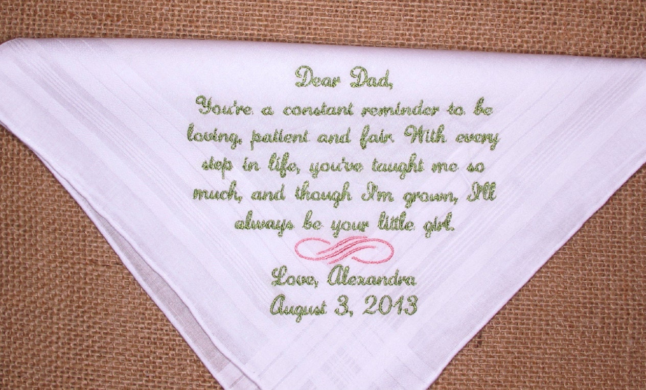 Man's Personalized Wedding Bridal Handkerchief for the Father of the Bride