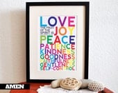 Fruit of the Spirit. Galatians 5:22-23. PRINTABLE DIY Christian Poster. Nursery Decor. 8x10. Bible Verse.