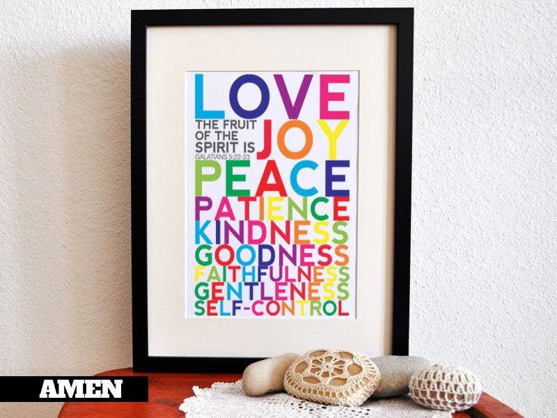 Fruit of the Spirit. Galatians 5:22-23. PRINTABLE DIY Christian Poster. Nursery Decor. 8x10. Bible Verse.