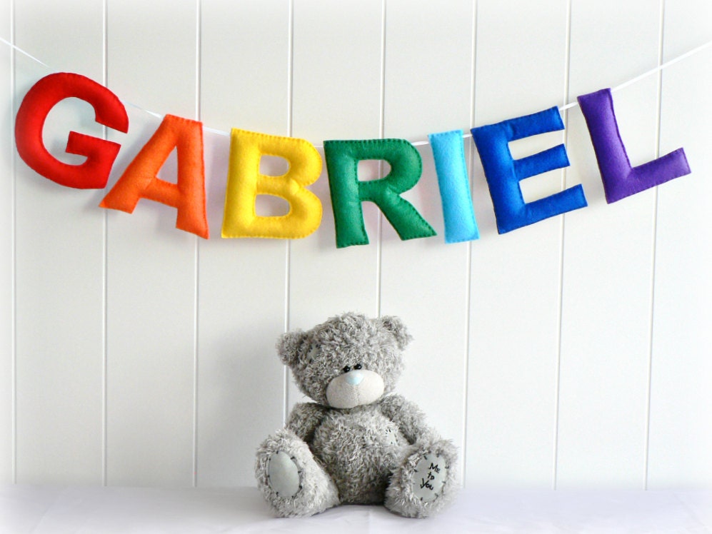 Personalized felt name banner - name garland - You pick your colours - custom made wall art - Nursery decor
