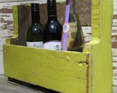 Upcycled Wooden Shelf Handpainted Aged and Distressed, Makes a Great Wine Rack.