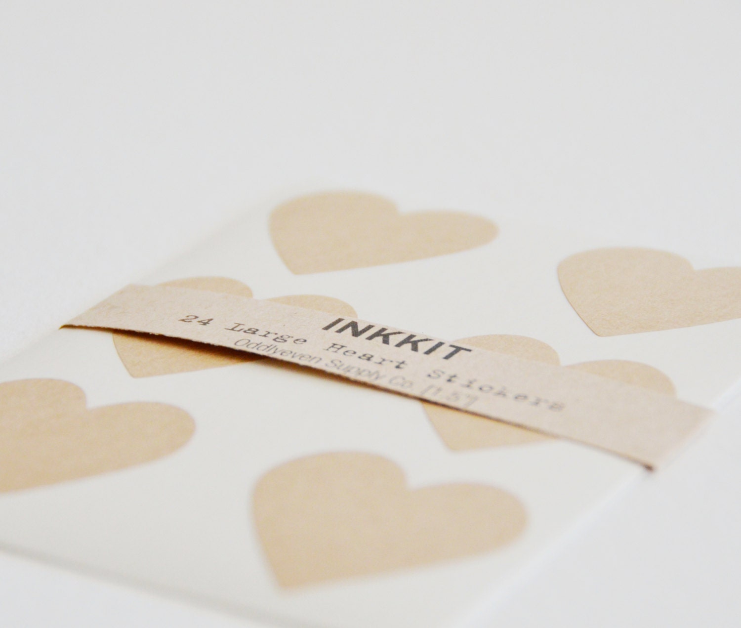 brown kraft large heart stickers  (24 stickers)