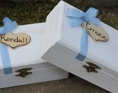 Bridesmaid Jewelry Gift Box, Flower Girl Gift Box, Favor Box, Custom Ribbon And Box Color, Shabby Chic, Rustic Wedding, Set of 2