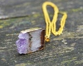 Rare Amethyst Druzy Slice Necklace
