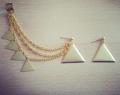 Gold Ear Cuff - Two Pyramids