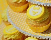 Yellow Polka Dot Cupcake Stand and Lemon Toppers Reserved Il_170x135