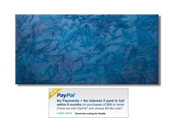 Huge Metallic Blue/Turquoise Abstract. Original Handpainted Acrylic Thick 3d Texture Impasto Palette Knife Painting. Size 24 x 48