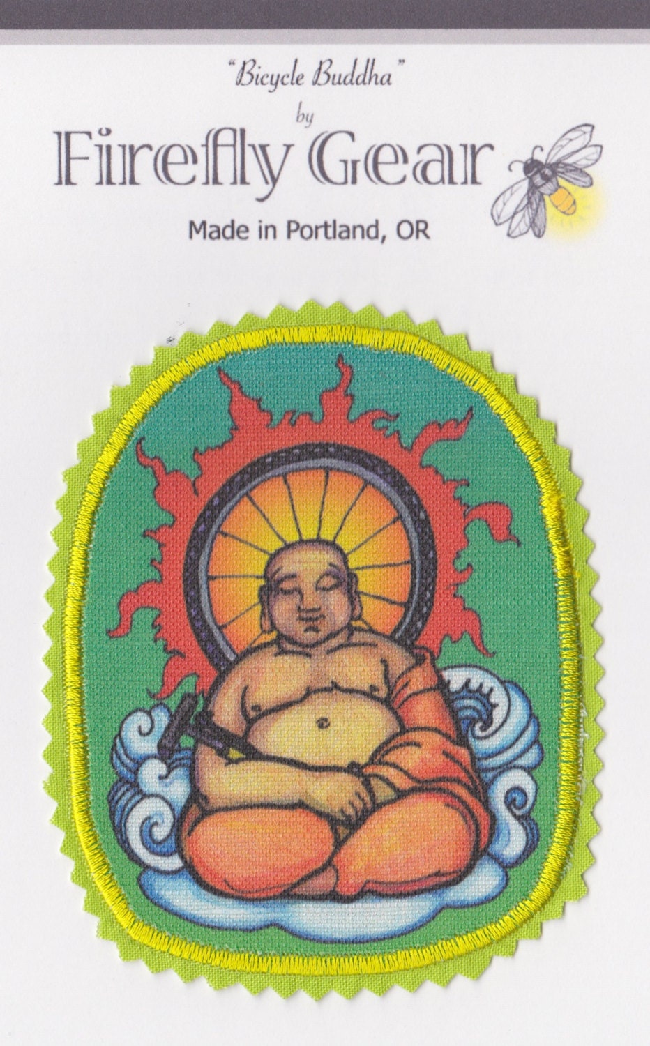 Large Happy Buddha Bike Iron On Patch